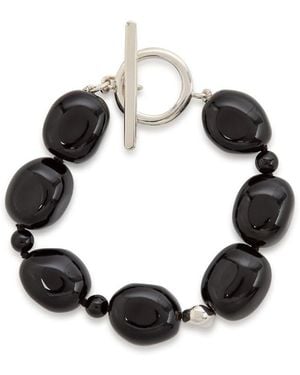 AGMES Dara Sterling Beaded Bracelet - Black