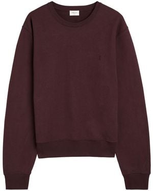 Saint Laurent Logo-Embroidered Cotton Sweatshirt - Purple