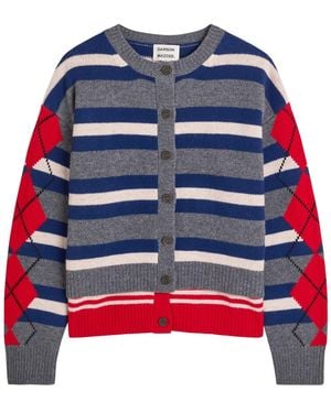 Damson Madder Didi Striped Layered Wool Cardigan