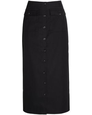 Reformation Britt Twill Midi Skirt - Black