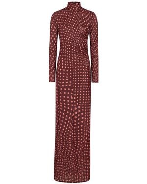 Stella McCartney Polka Dot Mesh Maxi Dress - Red