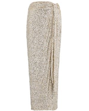 Never Fully Dressed Jaspre Sequin Midi Wrap Skirt - White