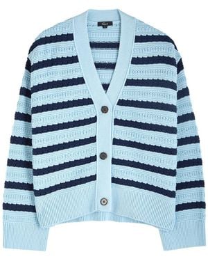 Rails Geneva Striped-Intarsia Cotton Cardigan - Blue