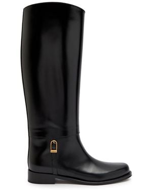 Saint Laurent Julia Glossed Leather Knee-High Boots - Black