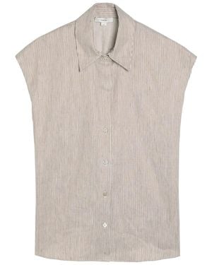 Vince Ticking Striped Linen And Cotton-Blend Blouse - Natural