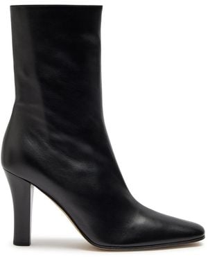 The Row Mona 80 Leather Mid-Calf Boots - Black