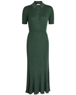 Gabriela Hearst Amor Ribbed Cashmere-Blend Midi Shirt Dress - Green