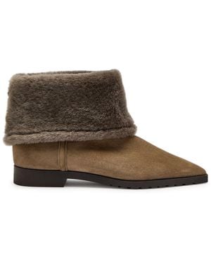 TOTEME Shearling-Trimmed Suede Ankle Boots - Brown