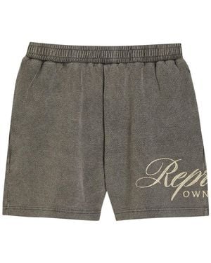 Represent Owners Club Script Cotton-Mesh Shorts - Grey