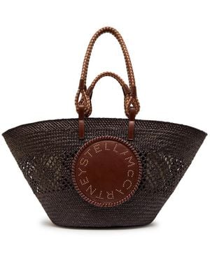 Stella McCartney Logo Large Raffia Tote Bag - Brown