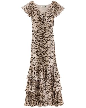 RIXO London Amelle Printed Silk-Chiffon Maxi Dress - Natural