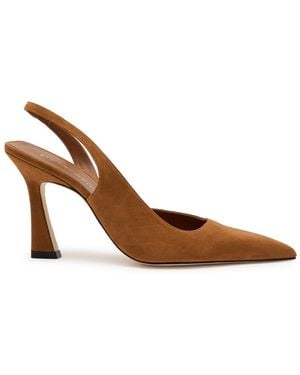 Stuart Weitzman Vinnie 85 Suede Slingback Pumps - Brown