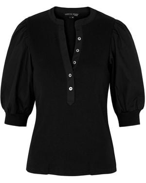 Veronica Beard Coralee Ribbed Stretch-cotton Top - Black