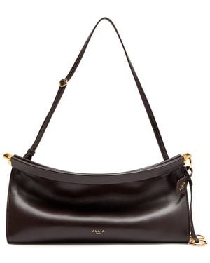 Alaïa East West Medium Leather Shoulder Bag - Black