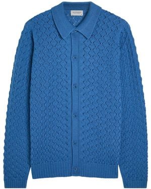 John Smedley Winster Open-Knit Merino Wool Cardigan - Blue