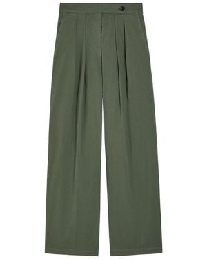 Dries Van Noten Pamplona Wide-Leg Stretch-Cotton Poplin Trousers - Green