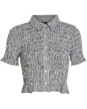 Rails Alton Smocked Gingham Cotton-Poplin Shirt - Gray