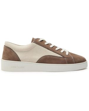 Jude Llow Nico Panelled Grained Leather Trainers - Brown