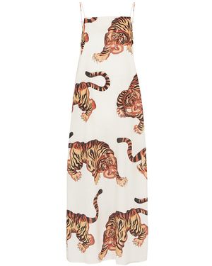 Desmond & Dempsey Rayas Tiger-print Cotton Night Dress - White