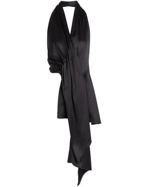 Heirlome Barbara Draped Halterneck Silk Top - Black