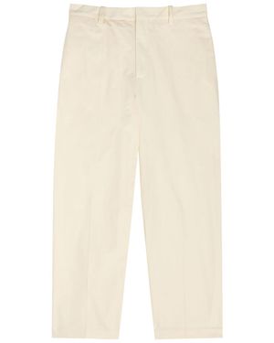 Jil Sander Checked Straight-Leg Wool And Linen-Blend Trousers - Natural