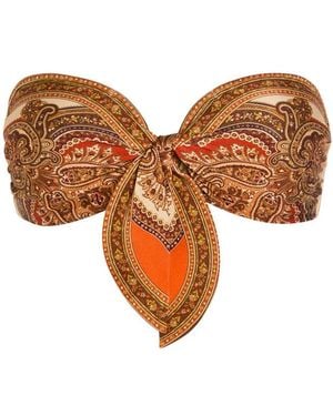 Zimmermann Mahon Patterned Strapless Bikini Top - Brown