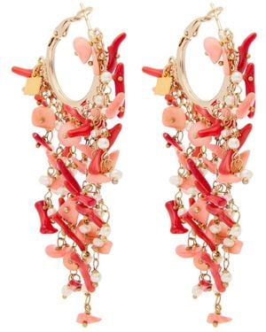 Rosantica Beaded Hoop Earrings - Red