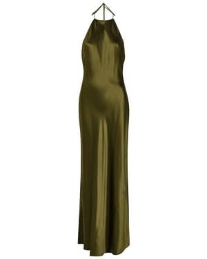Reformation Jeany Halterneck Silk Maxi Dress - Green