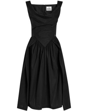 Vivienne Westwood Sunday Logo-Embroidered Cotton-Poplin Midi Dress - Black