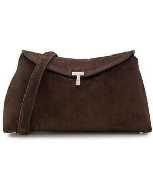 TOTEME T-Lock Suede Clutch - Brown