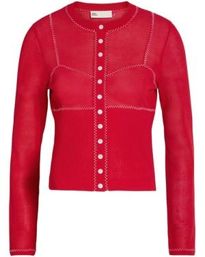 Tory Burch Embroidered Fine-Knit Cardigan