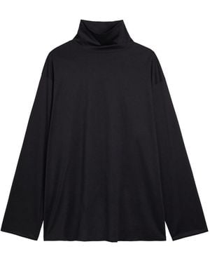 The Row Anapolis Turtle-Neck Silk And Cotton-Blend Top - Blue