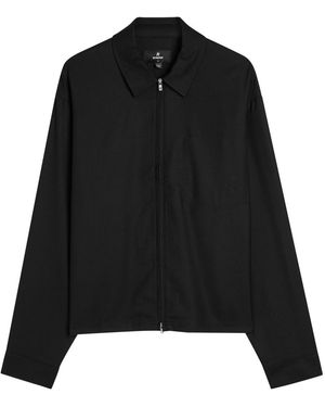 Represent Logo-Embroidered Twill Overshirt - Black