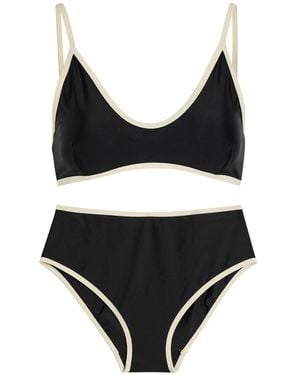 SOLAQUA Contrast-Trim Bikini - Black