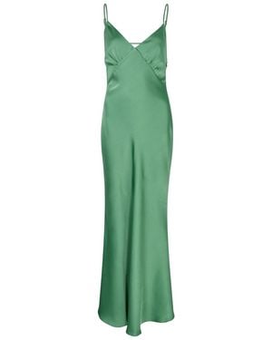 Misha Vida Satin Maxi Slip Dress - Green