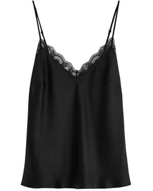 Simone Perele Love Me Lace-Trim Silk-Satin Camisole Top - Black