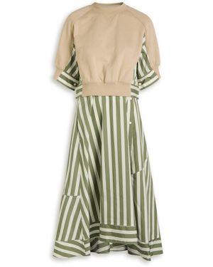 3.1 Phillip Lim Detachable-Sweatshirt Striped Cotton Midi Dress - Natural