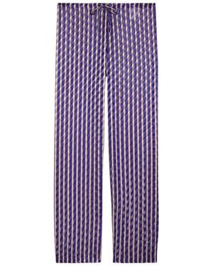 Dries Van Noten Pachas Striped Straight-Leg Devoré Trousers - Purple