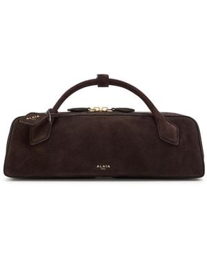 Alaïa Le Teckel Suede Clutch - Brown
