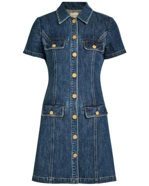 Alice + Olivia Jamie Collared Mini Shirt Dress - Blue