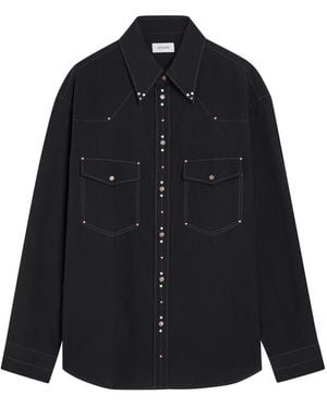 Lemaire Stud-Embellished Cotton-Poplin Shirt - Blue