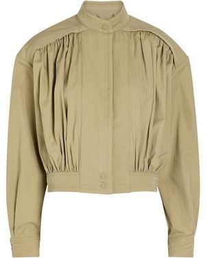 Ronny Kobo Ariah Gathered Cotton-Blend Poplin Jacket - Green