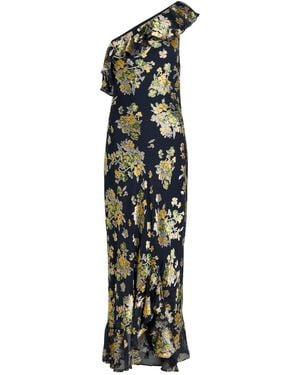 RIXO London Leon Floral One-Shoulder Chiffon Midi Dress - Green