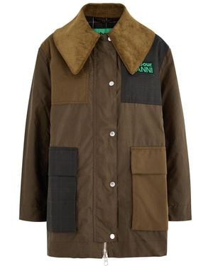 BARBOUR X GANNI X Ganni Duffle Panelled Waxed Cotton Coat - Brown