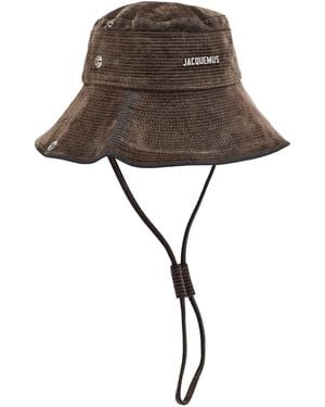 Jacquemus Le Bob De-Nîmes Flocked Denim Bucket Hat - Brown