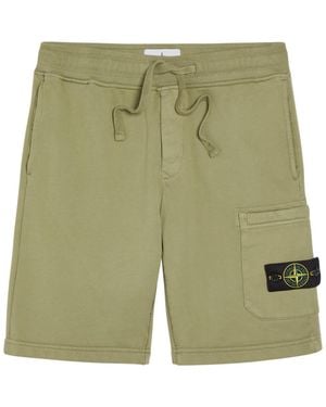 Stone Island Logo Cotton Shorts - Green