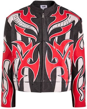 Warren Lotas Plastisol Puff Printed Armor Canvas Jacket - Red
