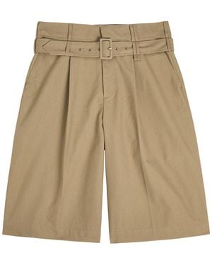 Simone Rocha Belted Cotton-Gabardine Shorts - Natural