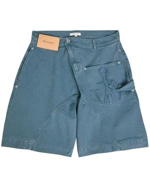 JW Anderson Twisted Workwear Canvas Shorts - Blue