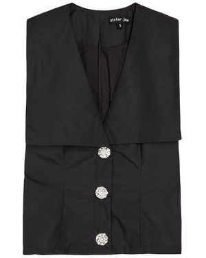 Sister Jane Birdie Collared Poplin Vest - Black
